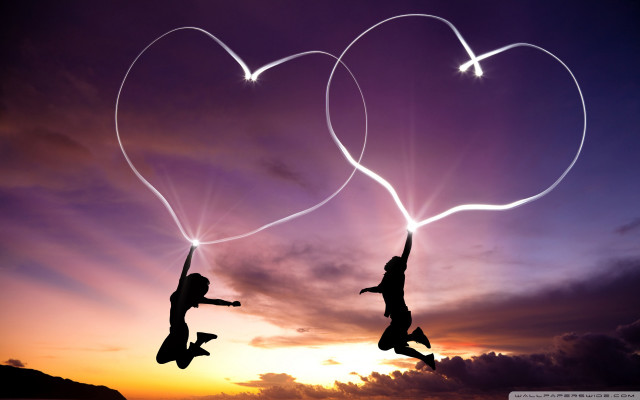 Flying people hearts sky above #2 free wallpaper for desktop - medium preview image