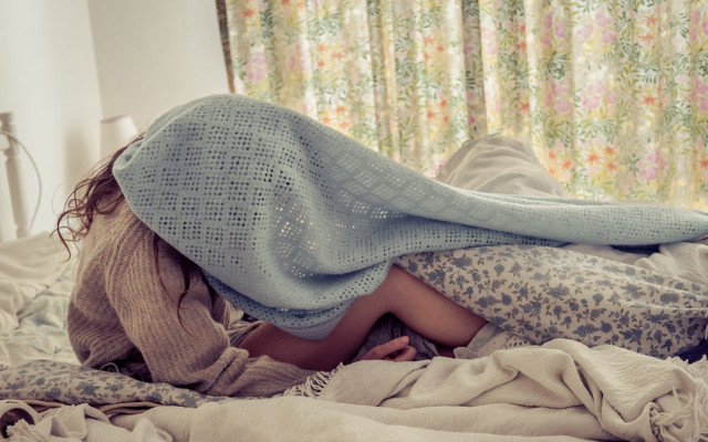 Woman bed blanket covering face free wallpaper for desktop - medium preview image