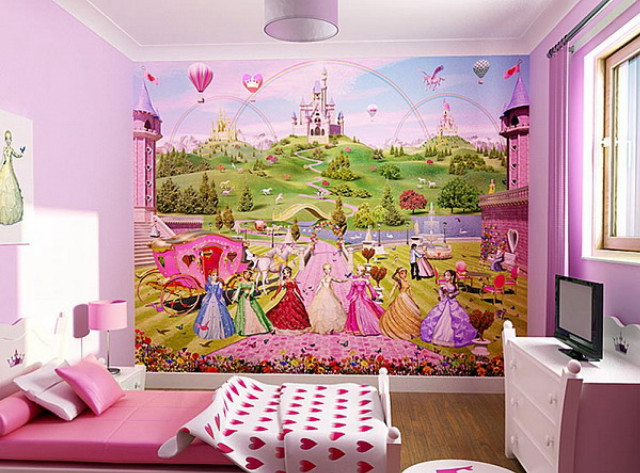 Pink bedroom princess mural pink free wallpaper for desktop - medium preview image