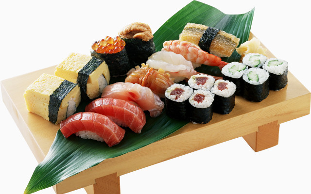 Wooden table sushi foods side free wallpaper for desktop - medium preview image