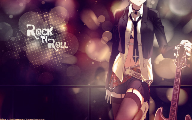 Gothic anime rock guitar starry free wallpaper for desktop - medium preview image