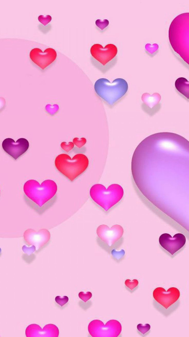 Pink background floating hearts circle #2 free wallpaper for mobile - medium preview image