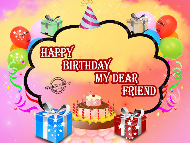 Birthday card presents cake balloons free wallpaper for desktop - medium preview image