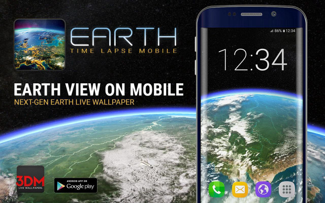 Cell phone earth view clock free wallpaper for desktop - medium preview image