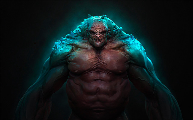 Glowing green giant shock art free wallpaper for desktop - medium preview image