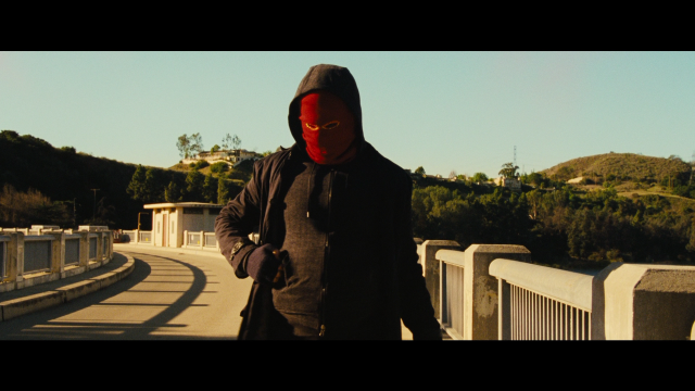 Man red mask bridge black free wallpaper for desktop - medium preview image