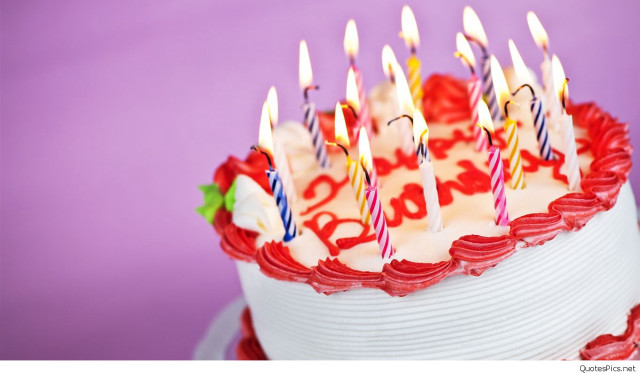 Birthday cake candles purple background free wallpaper for desktop - medium preview image