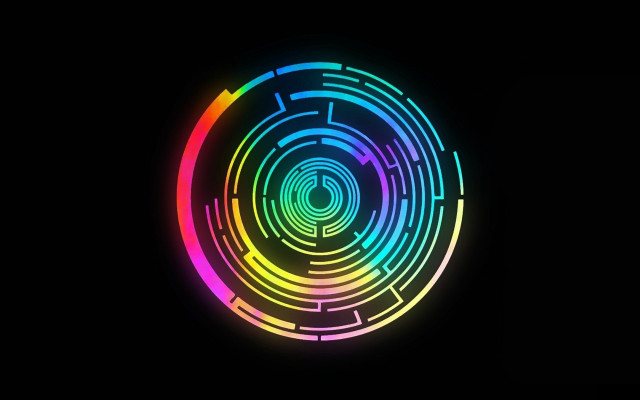 Circular design black background rainbow free wallpaper for desktop - medium preview image