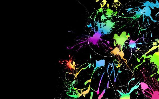 Black background multicolored paint splatters free wallpaper for desktop - medium preview image