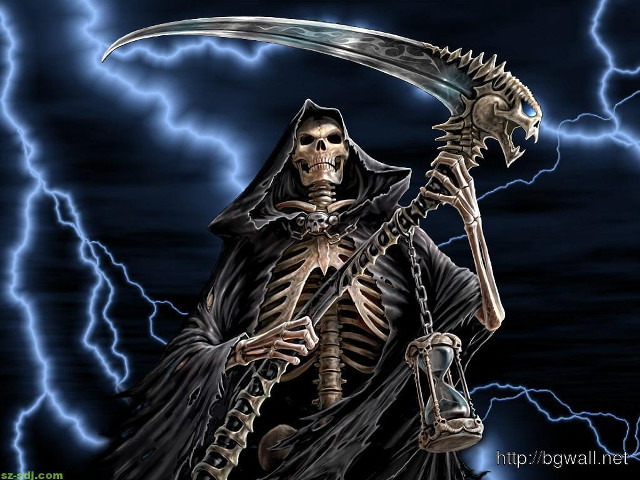 Skeleton holding sculler storm lightning free wallpaper for desktop - medium preview image