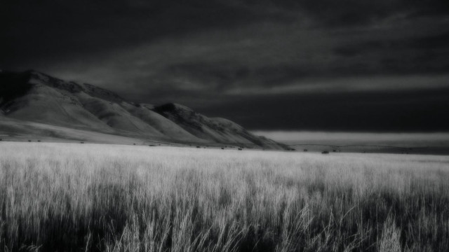 Black white field mountains clouds #2 free wallpaper for desktop - medium preview image