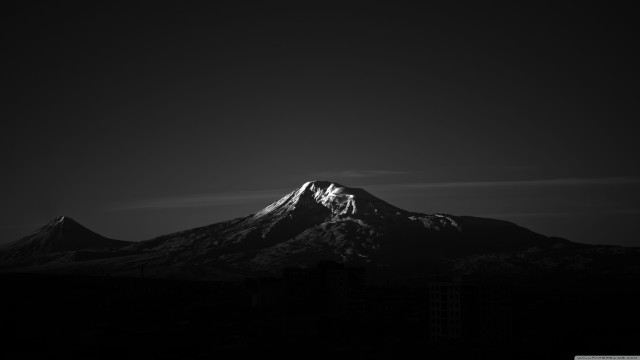 Mountain night sky black white free wallpaper for desktop - medium preview image