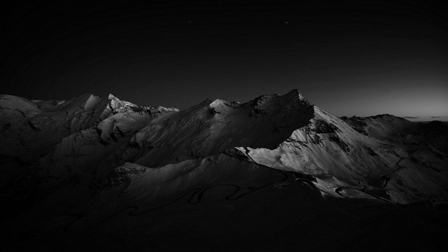 Mountain range night moon stars free wallpaper for desktop - medium preview image