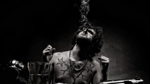 Man gun water cigarette hand free wallpaper for desktop - medium preview image