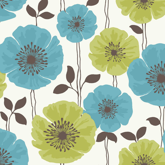 Blue green flower pattern white free wallpaper for tablet - medium preview image