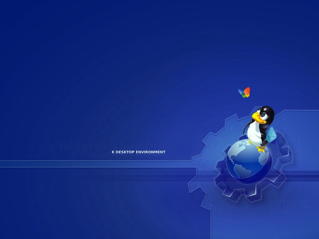 Penguin globe butterfly blue background free wallpaper for desktop - medium preview image