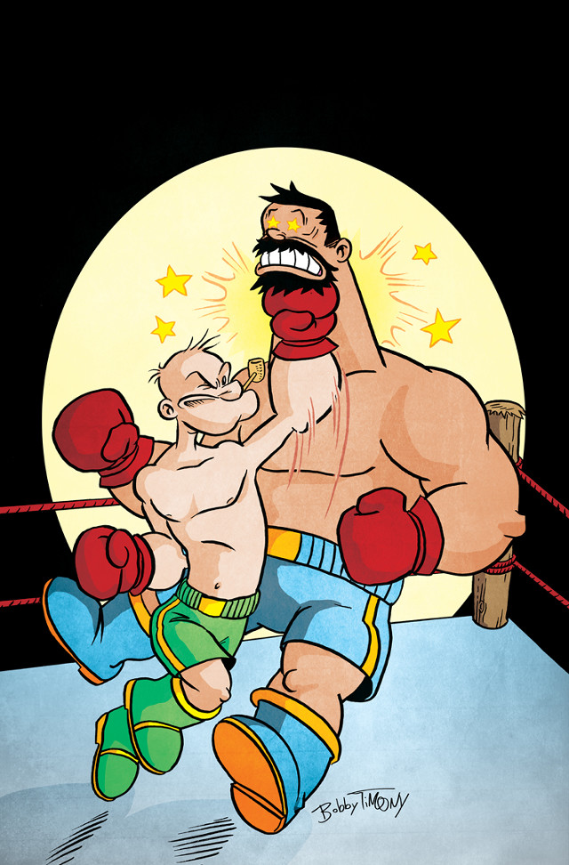 Cartoon man punching another boxing free wallpaper for mobile - medium preview image