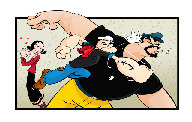 Cartoon man chased woman mustache free wallpaper for desktop - medium preview image
