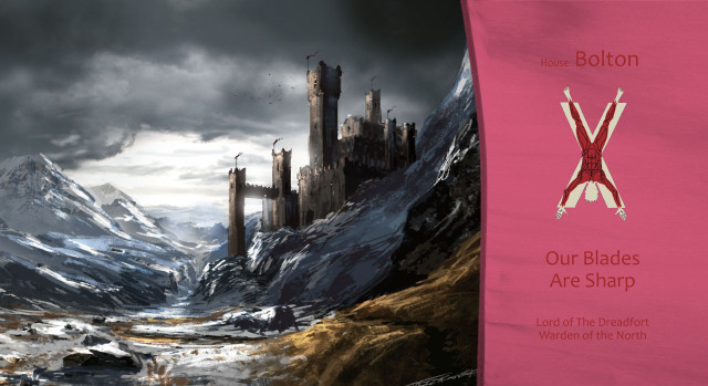 Pink banner castle mountain painting free wallpaper for desktop - medium preview image