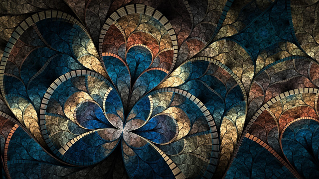 Blue brown gold flower black free wallpaper for desktop - medium preview image