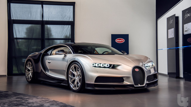 Silver bugatti car parked room free wallpaper for desktop - medium preview image