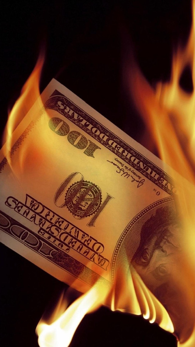 Burning hundred dollar bill black free wallpaper for mobile - medium preview image