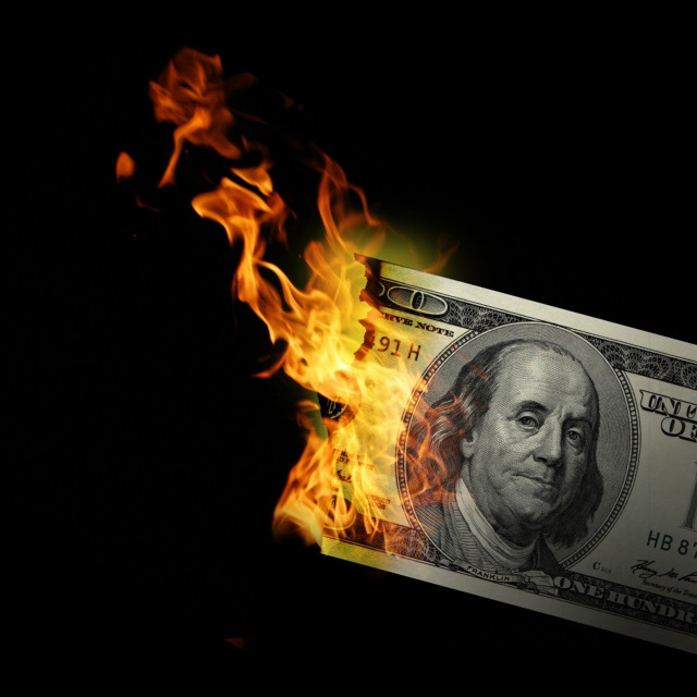 Hundred dollar bill fire black free wallpaper for tablet - medium preview image