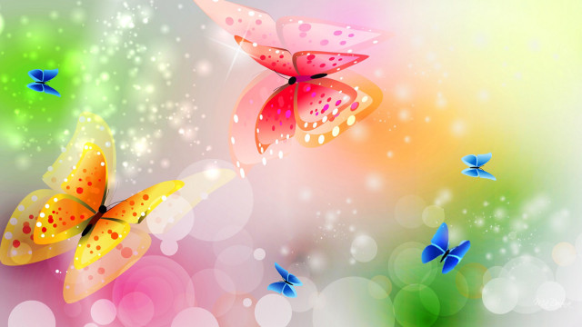 Colorful butterflies bubbles stars background #2 free wallpaper for desktop - medium preview image