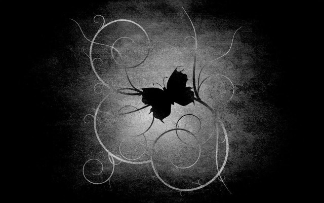 Butterfly black white background swirls free wallpaper for desktop - medium preview image