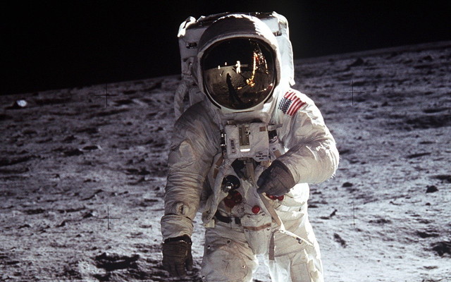 Astronaut walking moon helmet glove #2 free wallpaper for desktop - medium preview image