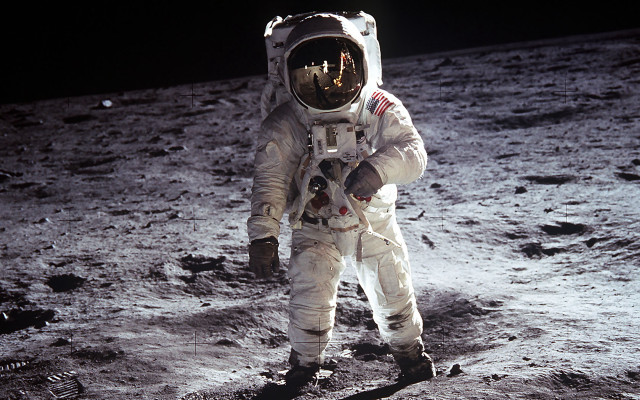 Astronaut walking moon helmet hand #2 free wallpaper for desktop - medium preview image