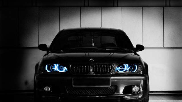 Black car blue eyes garage free wallpaper for desktop - medium preview image