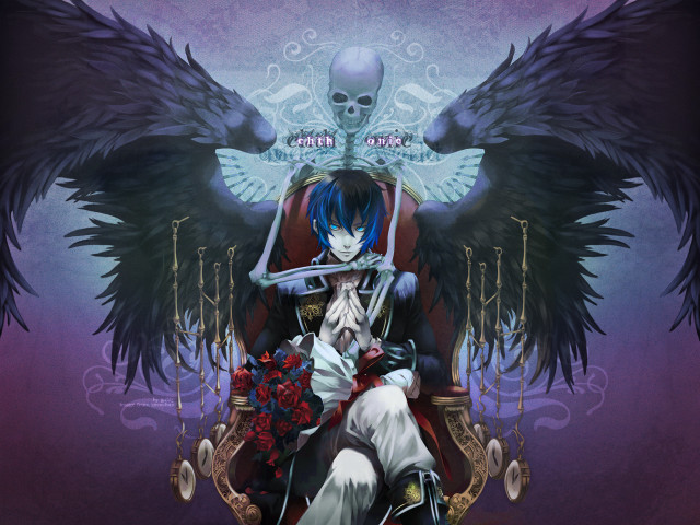 Anime couple throne wings skull free wallpaper for desktop - medium preview image