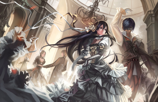 Woman dress long hair sword free wallpaper for desktop - medium preview image