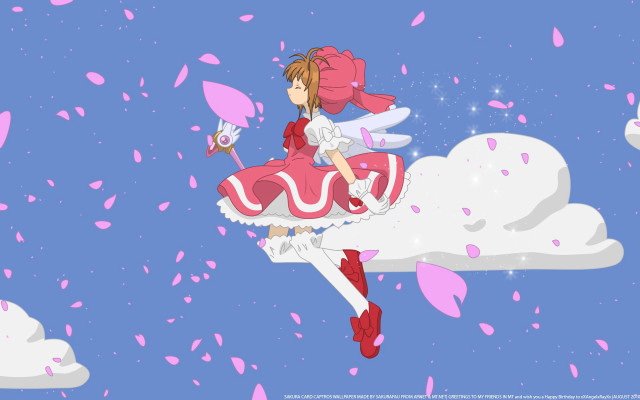Girl pink dress flying umbrella free wallpaper for desktop - medium preview image