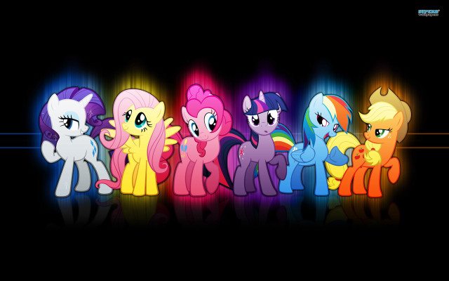 Little ponies black background rainbow free wallpaper for desktop - medium preview image