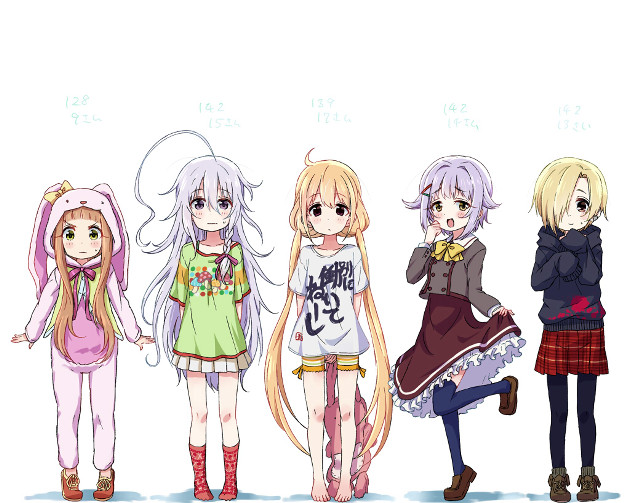 Anime girls group white background free wallpaper for desktop - medium preview image