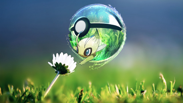 Pokemon ball face nose grass free wallpaper for desktop - medium preview image