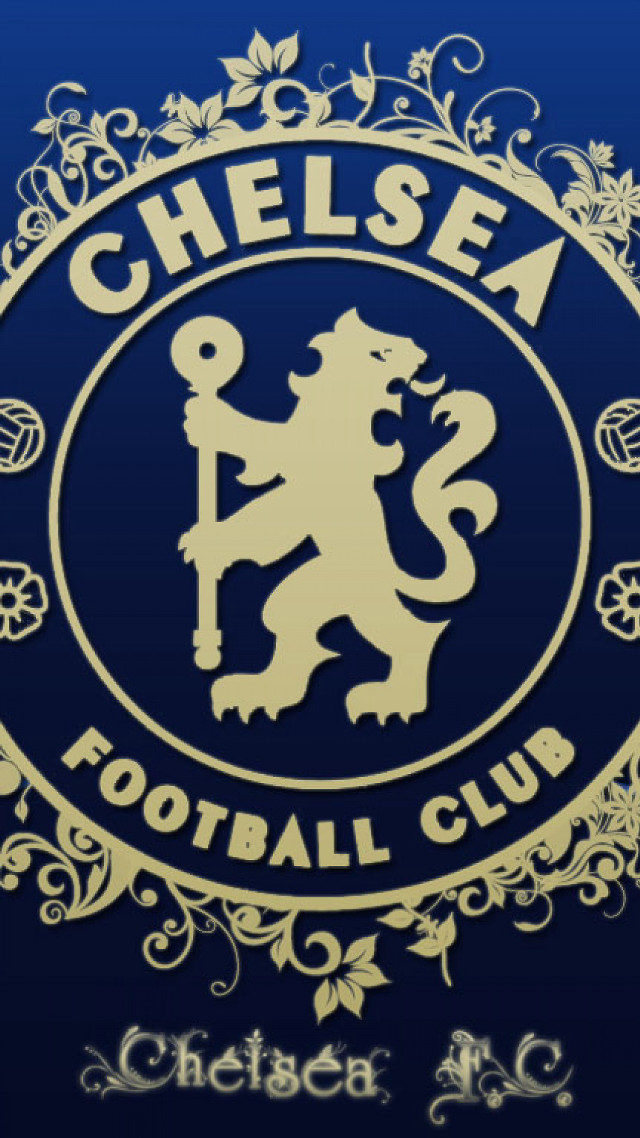 Chelsea lion gold foiling blue free wallpaper for mobile - medium preview image