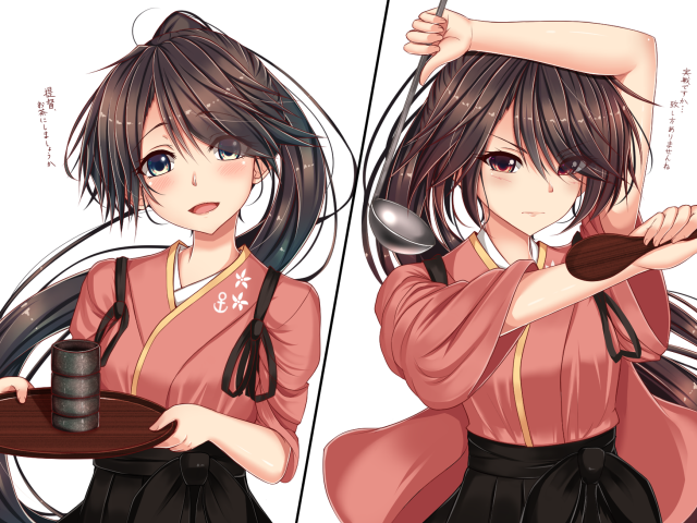 Girl hakama plates spoons kimono free wallpaper for desktop - medium preview image