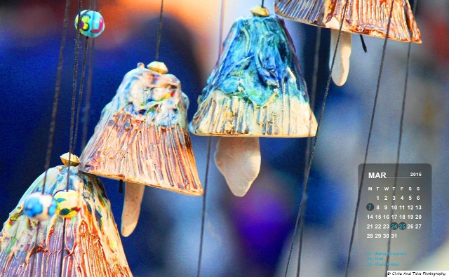 Calendar colorful objects hanging bird free wallpaper for desktop - medium preview image