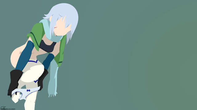 Woman green shirt bending bluehair free wallpaper for desktop - medium preview image