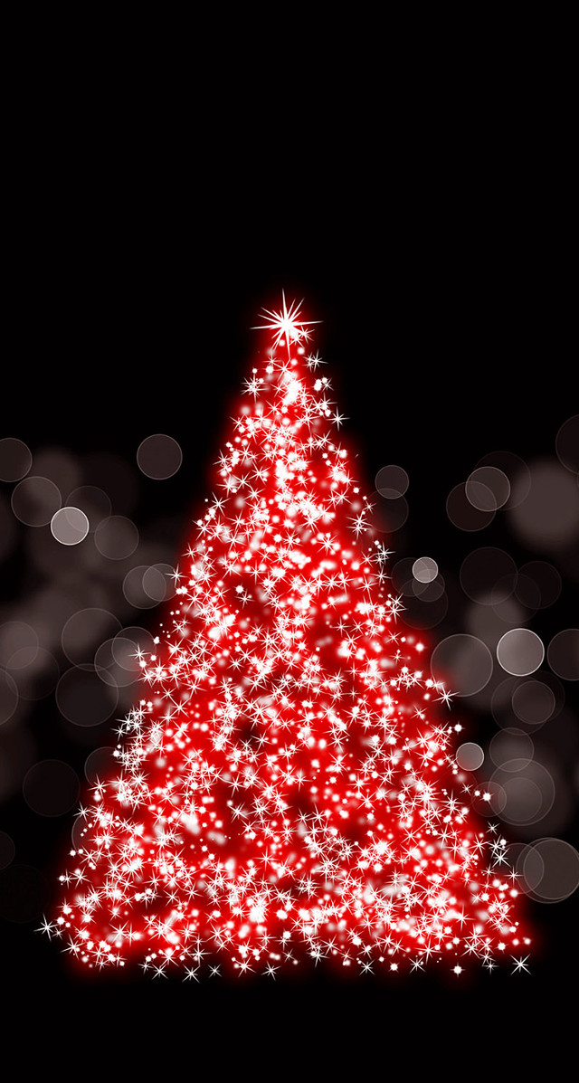 Red christmas tree white lights free wallpaper for mobile - medium preview image