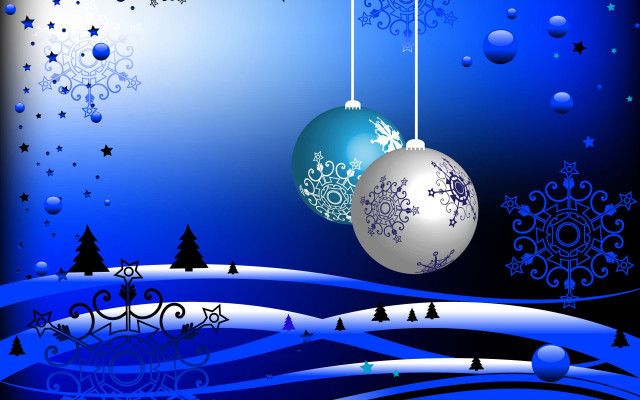 Blue christmas ornaments snowflakes night #3 free wallpaper for desktop - medium preview image
