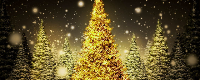 Christmas tree lit snow falling free wallpaper for desktop - medium preview image