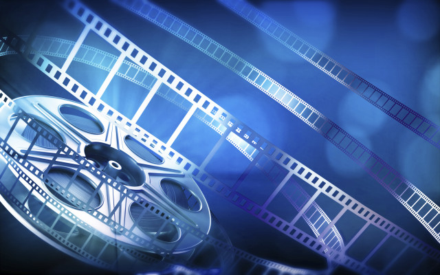 Film reel film strip blue free wallpaper for desktop - medium preview image