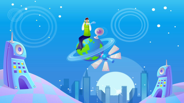Cartoon man flying object sky free wallpaper for desktop - medium preview image