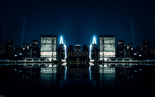 City skyline reflection water night #7 free wallpaper for desktop - medium preview image