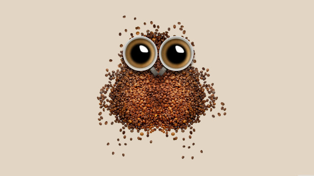 Coffee owl eyes coffee beans free wallpaper for desktop - medium preview image