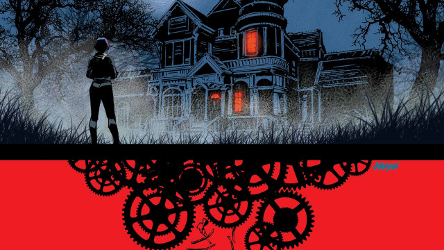 Man house clock red background free wallpaper for desktop - medium preview image